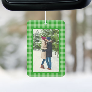 Photo on Green Gingham Plaid Car Air Freshener