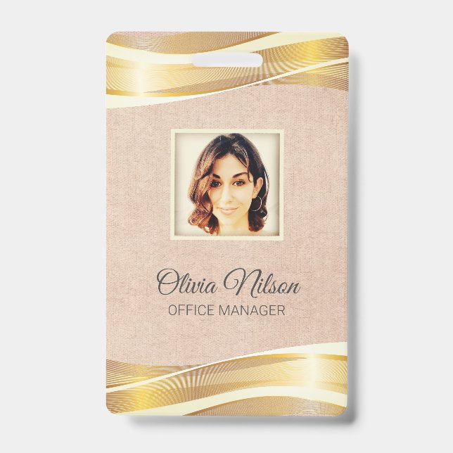 Photo On Rose fog Background ID Badge (Front)