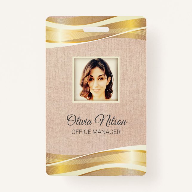 Photo On Rose fog Background ID Badge (Front)