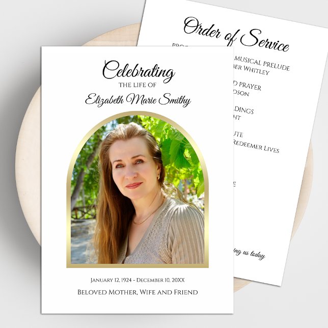 Photo on White Funeral or Celebration of Life Programme (Creator Uploaded)