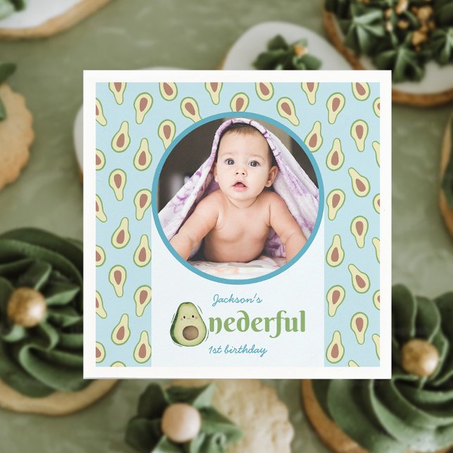 Photo Onederful Avocado 1st Birthday Party Napkin (Photo Onederful Avocado 1st Birthday Party Napkins)