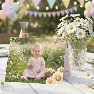 Photo ONEderful Daisy 1st Birthday Thank You Card