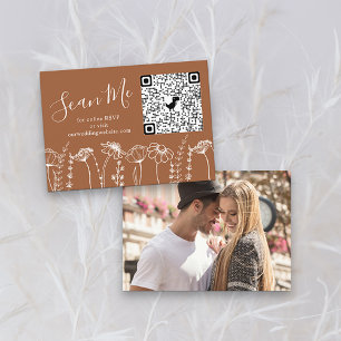 Photo Online RSVP QR Code Terracotta Wildflower Enclosure Card