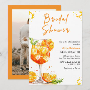Photo Orange Cocktail Aperol Spritz Bridal Shower  Invitation