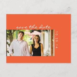 Photo Orange Save the Date Postcard 2