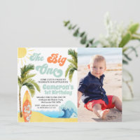 Photo Orange Teal Surf Wave Big One 1st Birthday