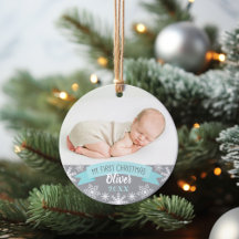 Photo Ornament | Baby Boy First Christmas