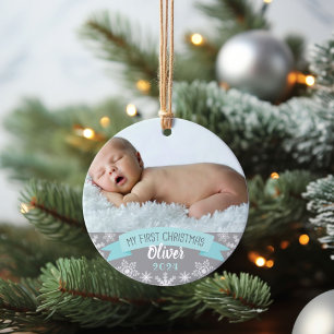 Photo Ornament   Baby Boy First Christmas