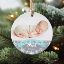 Photo Ornament | Baby Boy First Christmas