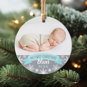 Photo Ornament Baby Boy First Christmas