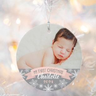 Photo Ornament   Baby Girl First Christmas