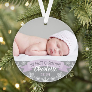 Photo Ornament   Baby Girl First Christmas
