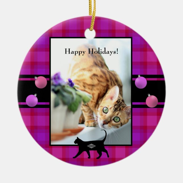 Photo Ornament with Cat Graphic and text HAMbWG (Front)