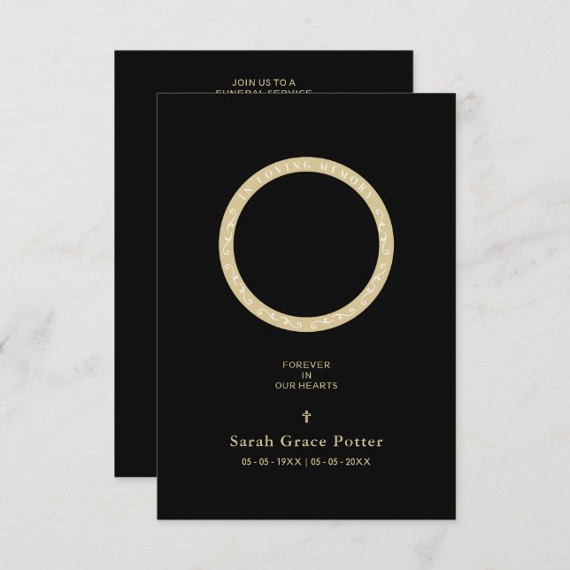 Photo Ornamental Remembering Loved One Funeral Card (Front/Back)