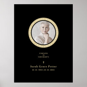 Photo Ornamental Remembering Loved One Funeral Poster
