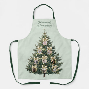 Photo Ornaments on Christmas Tree Holiday  Apron