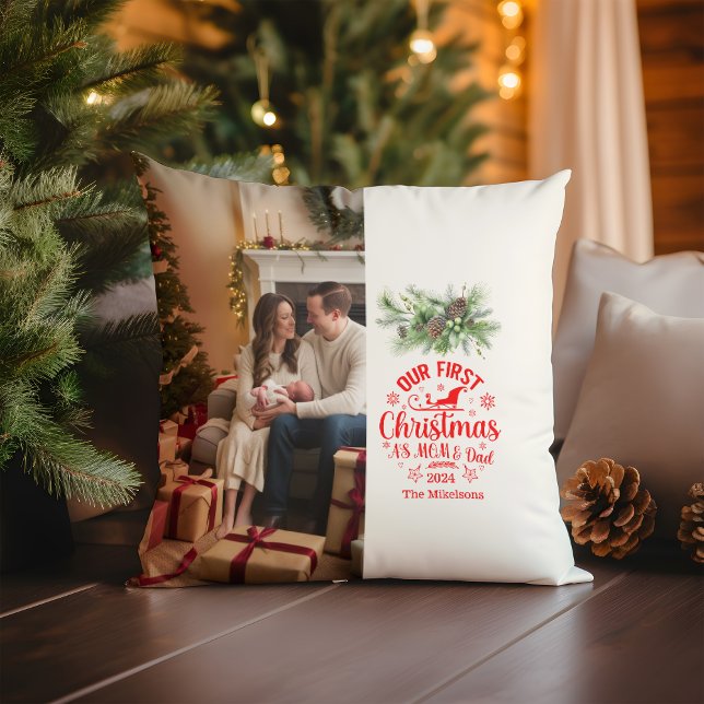Photo Our First Christmas as Mum and Dad  Cushion (Creator Uploaded)