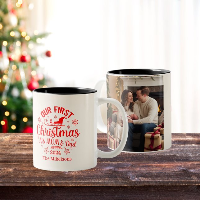 Photo Our First Christmas as Mum and Dad  Two-Tone Coffee Mug (Creator Uploaded)