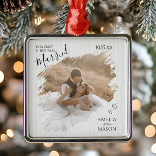Photo Our First Christmas Together Wedding Metal Tree Decoration