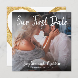 Photo Our First Date Couple Wedding Lovers Card