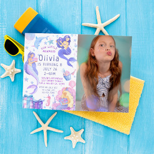 Photo Our Little Mermaid All Ages Birthday  Invitation