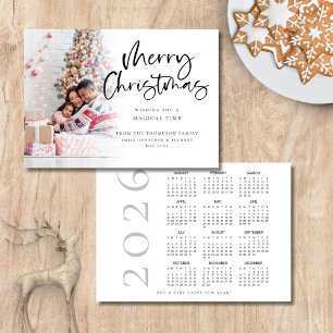 Photo Overlay 2026 Calendar Merry Christmas Holiday Card