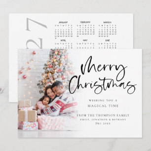 Photo Overlay 2027 Calendar Merry Christmas  Holiday Card