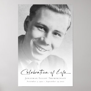 Photo Overlay Celebration of Life Name Funeral  Poster