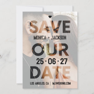 Photo Overlay Cutout Typography Urban Wedding Save The Date