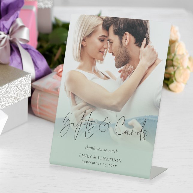 Photo Overlay Gifts Cards Wedding Sage Green Sign (Creator Uploaded)