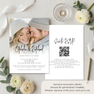 Photo Overlay Informal Script QR Code Wedding Invitation