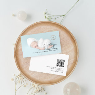 Photo Overlay Logo QR Code Newborn Photographer Business Card