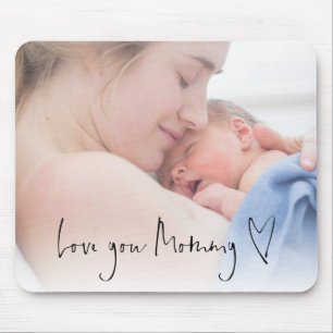 Photo Overlay Love You Mummy Script Heart Mouse Pad