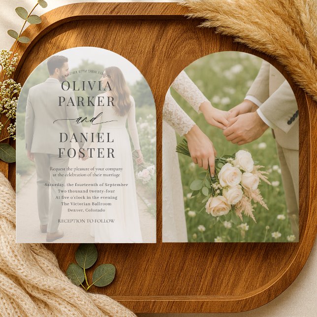 Photo Overlay Minimalist Modern Wedding Invitation (Creator Uploaded)