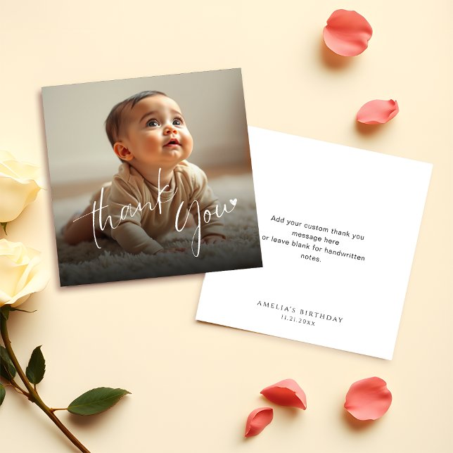 Photo Overlay Minimalist Script Budget Thank You Card (Creator Uploaded)