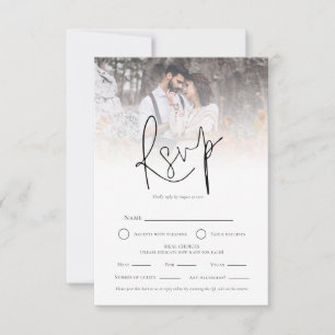 Photo Overlay QR Meal Choices Wedding RSVP  Card