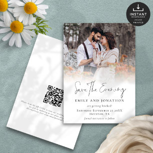 Photo Overlay QR Script Wedding Save the Evening Date
