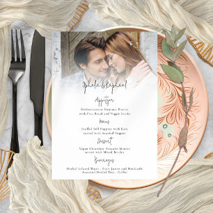 Photo Overlay Script Boho Wedding Menu Card