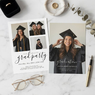 Photo Overlay Script Elegant Graduation Party Invitation