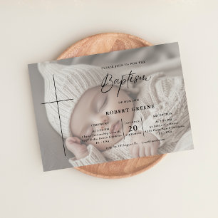 Photo Overlay Script Gender Neutral Baptism Invitation