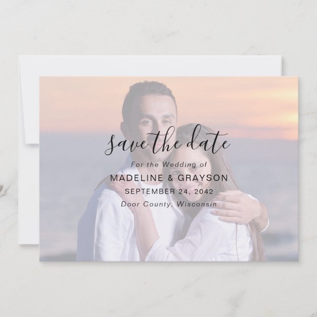Photo Overlay Script Typography Wedding Save The D Save The Date (Front)