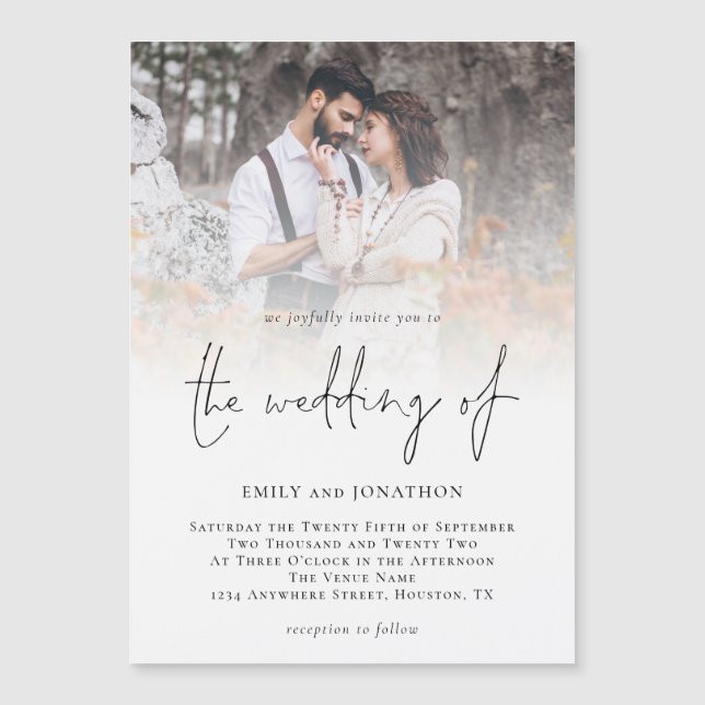 Photo Overlay Script Wedding Magnet Invitation (Front)