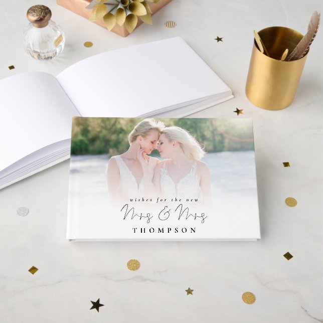 Photo Overlay Script Wishes Mrs Mrs Guest Book (Front Open)