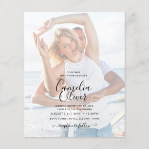 PHOTO OVERLAY Tropical Leaves Blue Pink INVITE Flyer
