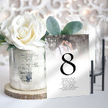 Photo Overlay White Wedding  Acrylic Table Number<br><div class="desc">Modern Photo Overlay White Acrylic Wedding Table Number. Easily upload your photo which is behind a white gradient overlay - which blends into the white background colour.  Personalise each number and guest names and add each to your cart individually.</div>
