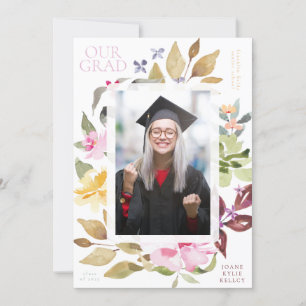 Photo Painted Florals School Graduate Announcement