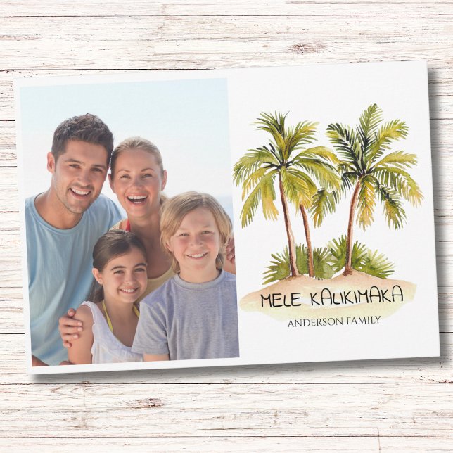 Photo Palm Tree Mele Kalikimaka Christmas  Holiday Card (Creator Uploaded)
