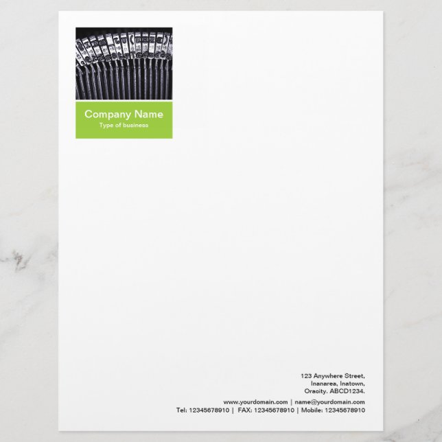 Photo Panel - Martian Green - Typewriter Custom Letterhead (Front)