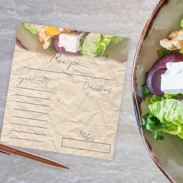 Photo Paper Blank Sheet Cooking Recipe Card Notepad (Creator Uploaded)