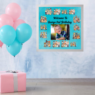 Photo Party Animals Theme Kids Birthday Party Poster